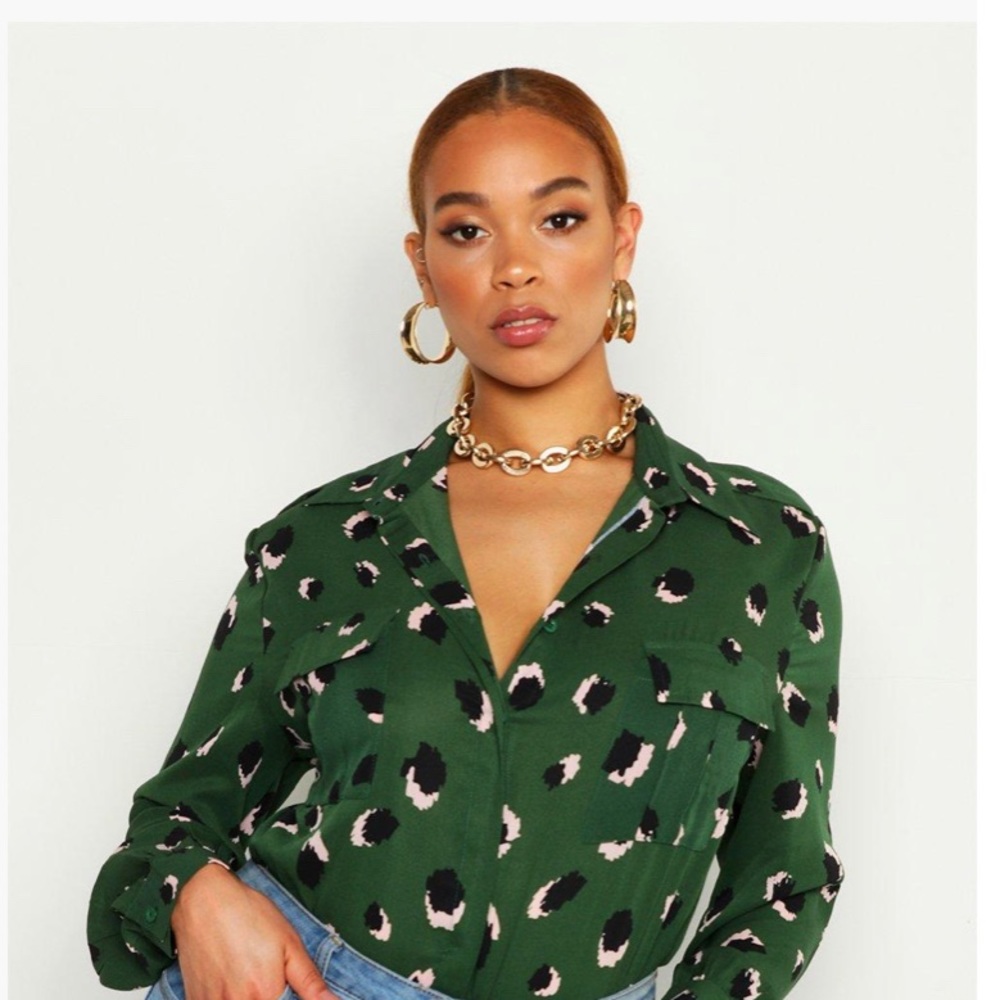 Plus Smudge Spot Print Oversized Utility Shirt
